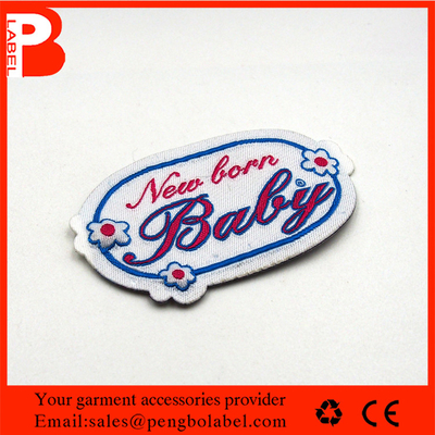 Factory custom high quality 50D woven badge,embroidery badge for garment