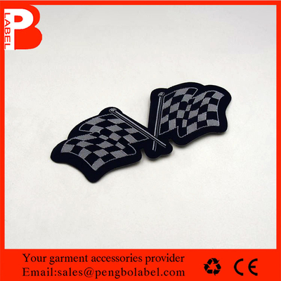 Fashion woven edge black 50D polyester taffeta cap hat woven label