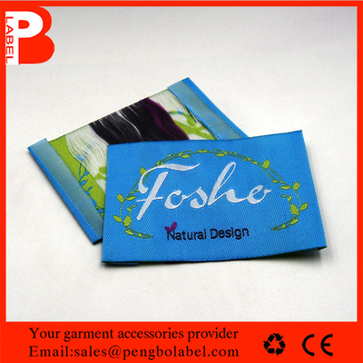 Fashion woven edge black 50D polyester taffeta cap hat woven label